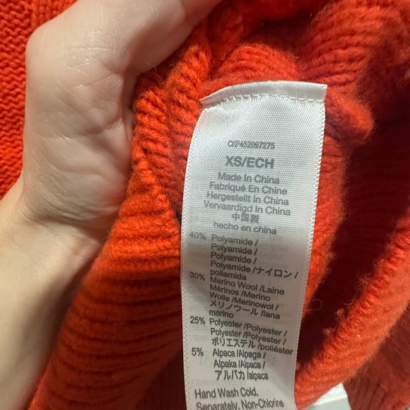 Madewell Women's Grenville Cableknit Mockneck Sweater Flame Orange Size XS - Picture 3 of 5